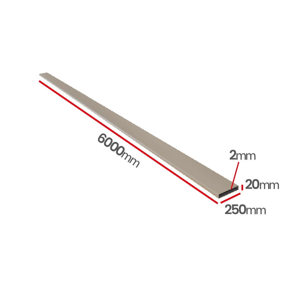 Profil aluminiowy 250x20x2 6060 T6 wzmocniony mb
