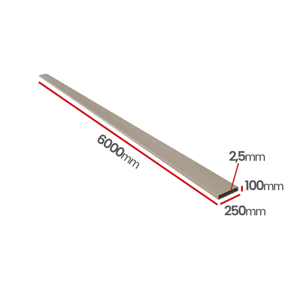 Profil aluminiowy 250x100x2,5 wzmocniony 6060