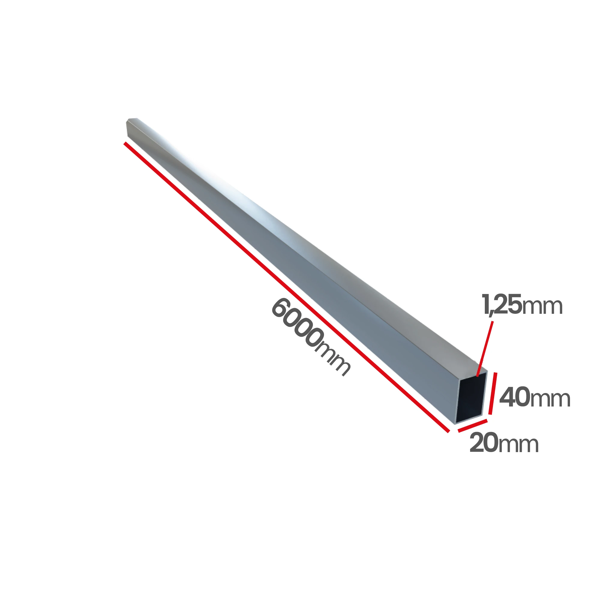 Profil ocynkowany zamknięty 40x20x1,25X6000 szew napylony