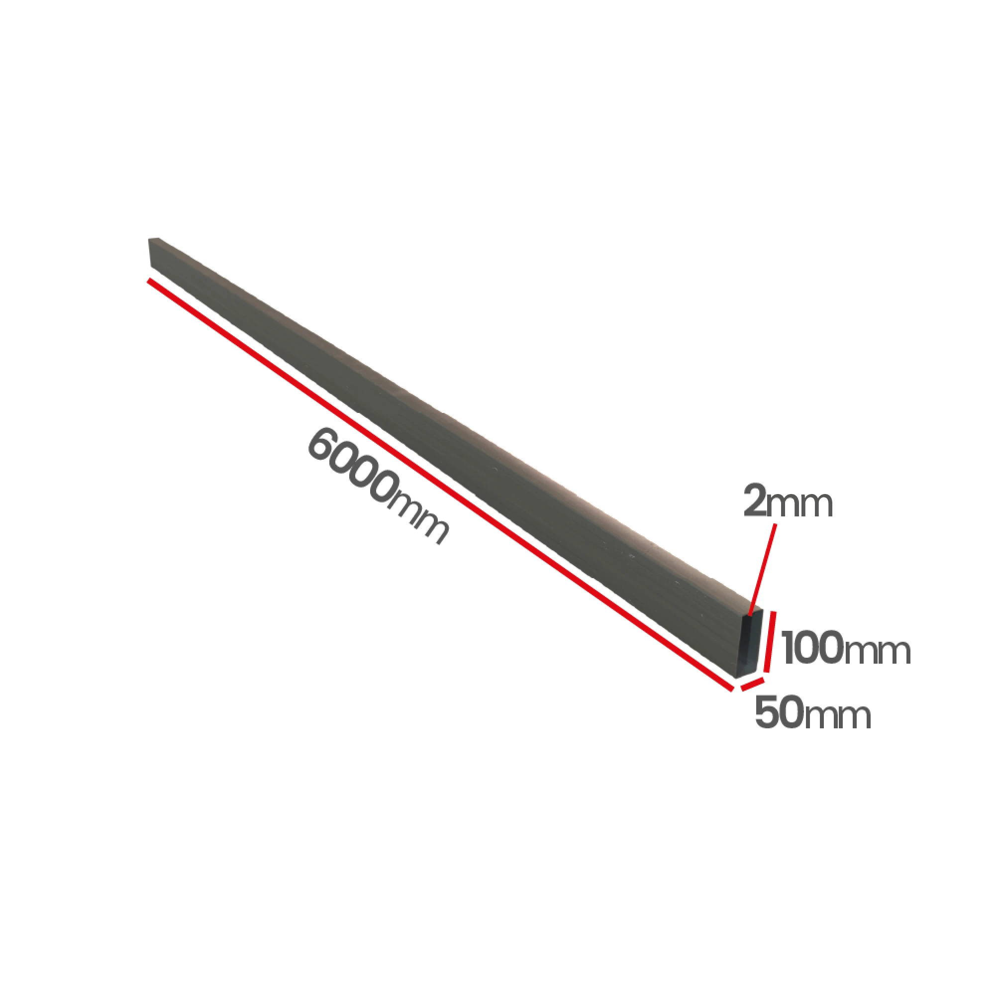 Profil kwasoodporny 0H18N9  100x50x2,0 mm szlif