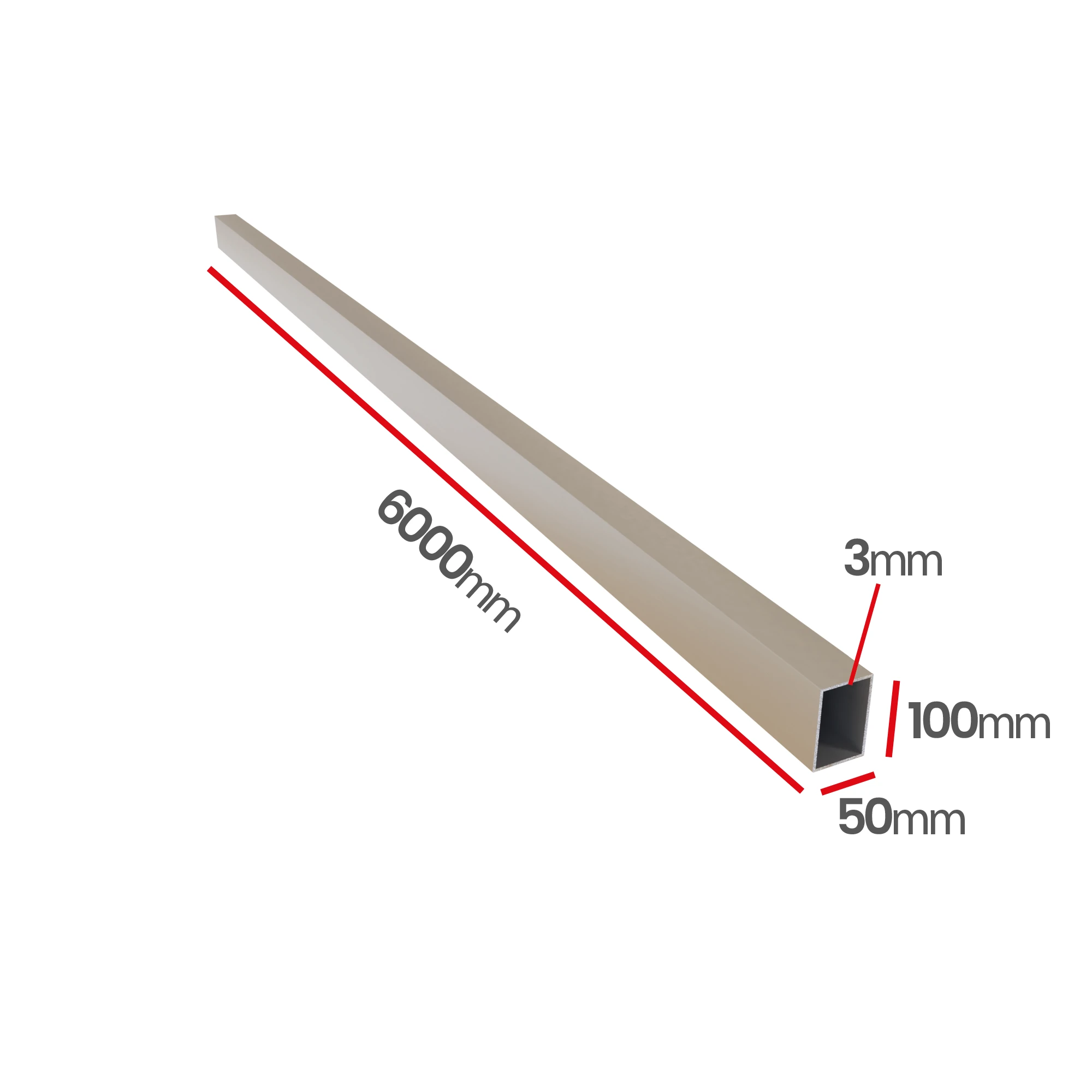Profil aluminiowy 100x50x3,0   6060 T66