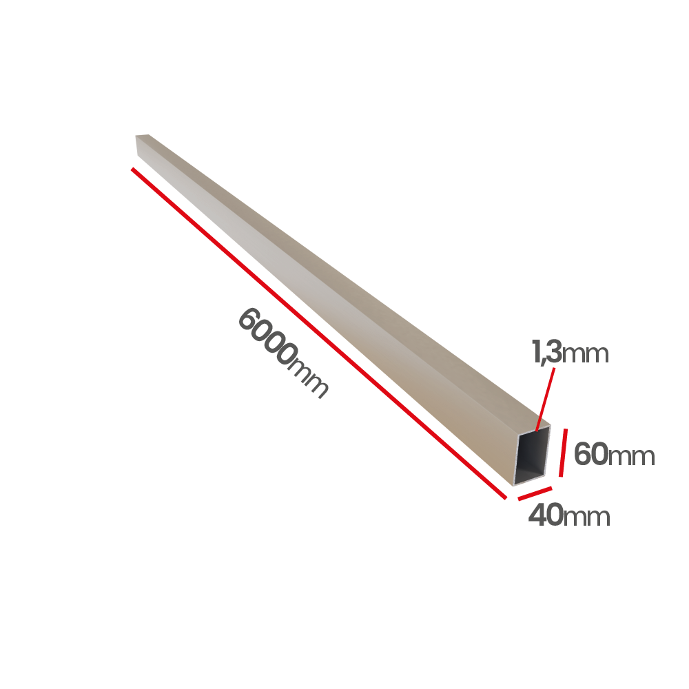 Profil aluminiowy 60x40x1,3 6060 T66
