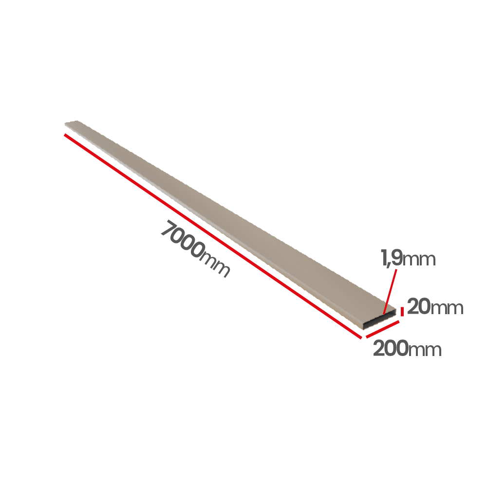 Profil aluminiowy 200x20x1,9 6060 T66 L7mb