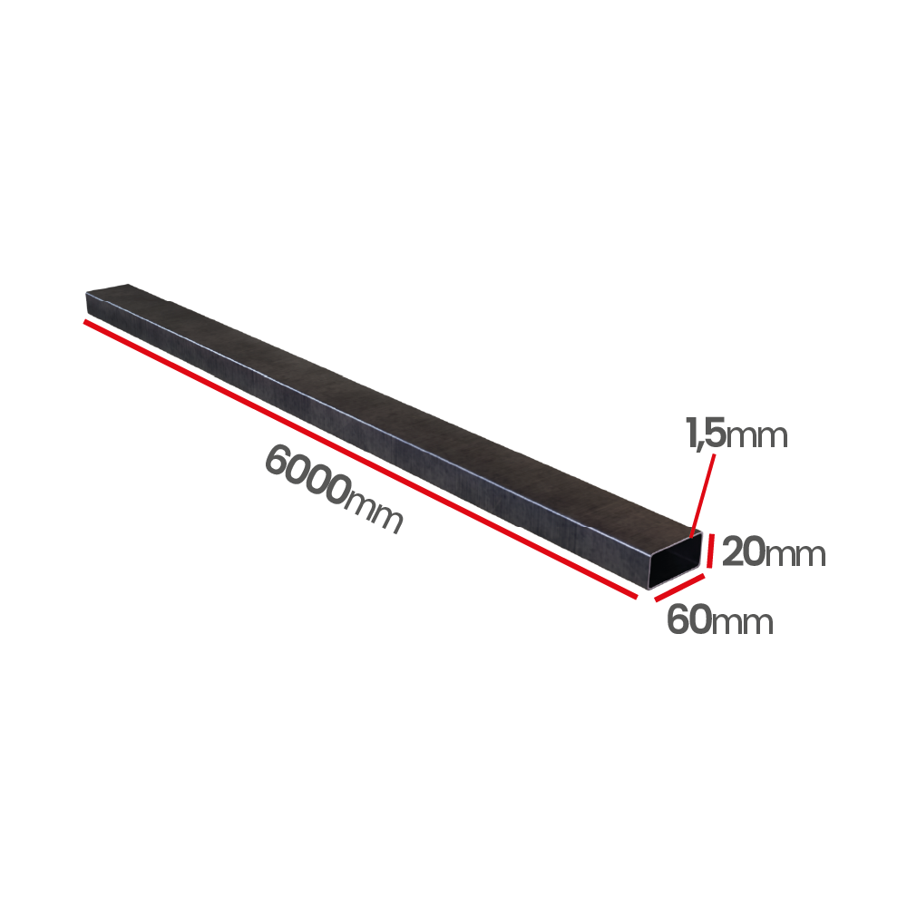 Profil stalowy zamknięty 60x20x1,5 szew na 20