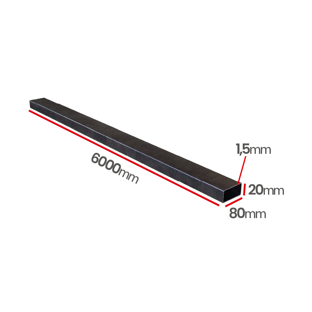 Profil stalowy zamknięty 80x20x1,5 szew na 20