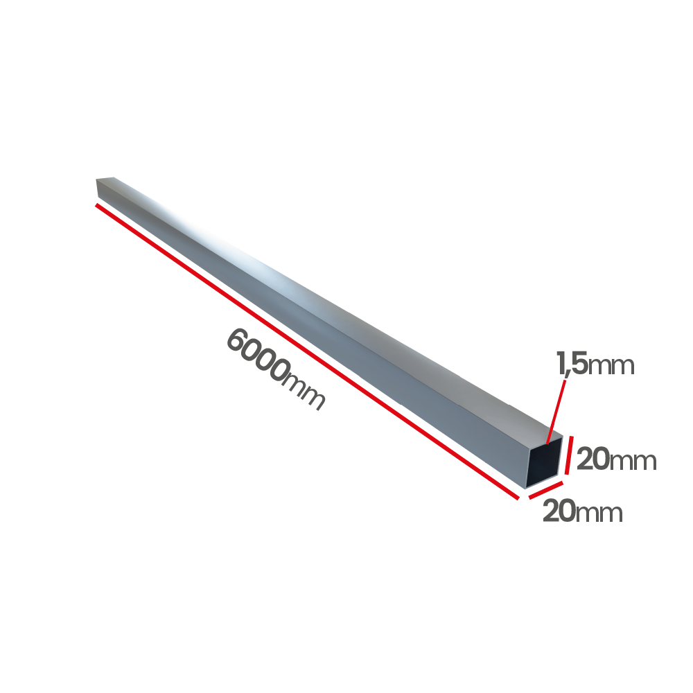 Profil ocynkowany zamknięty 20x20x1,5X6000 szew napylony