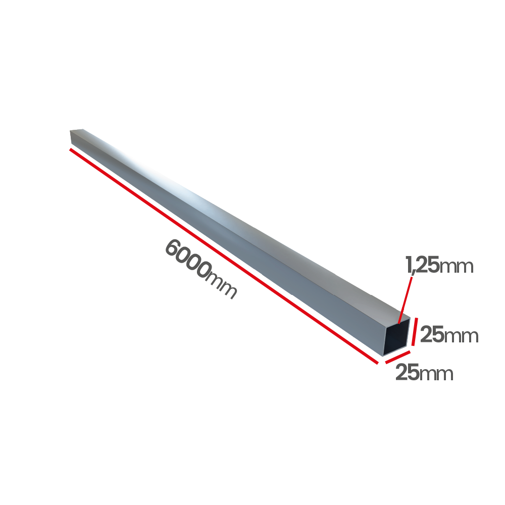 Profil ocynkowany zamknięty 25x25x1,25X6000 szew napylony