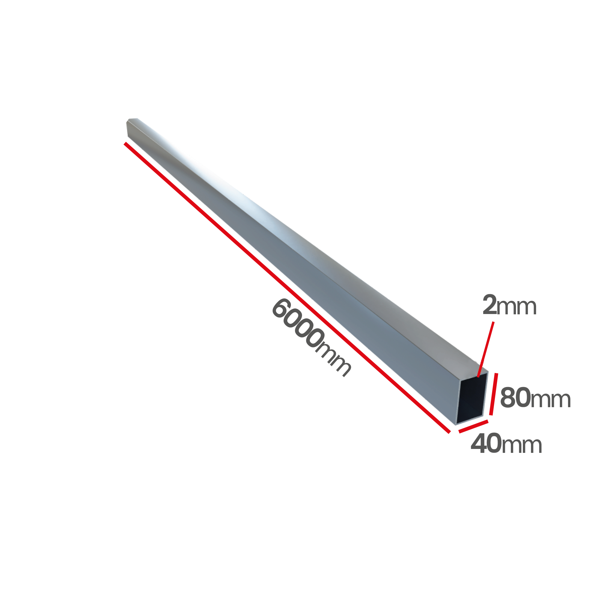 Profil ocynkowany zamknięty 80x40x2,0X6000 szew napylony