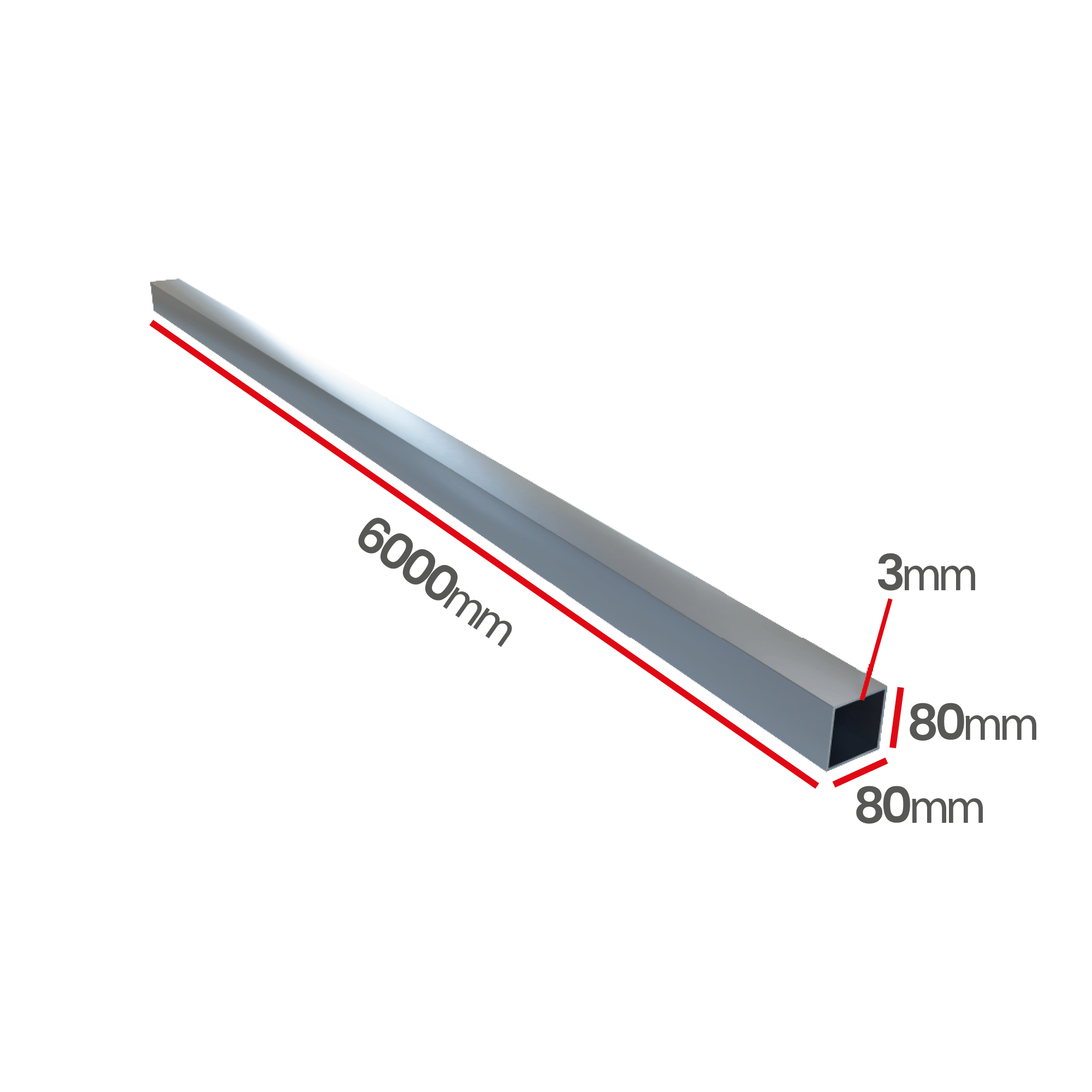 Profil ocynkowany zamknięty 80x80x3,0X6000 szew napylony