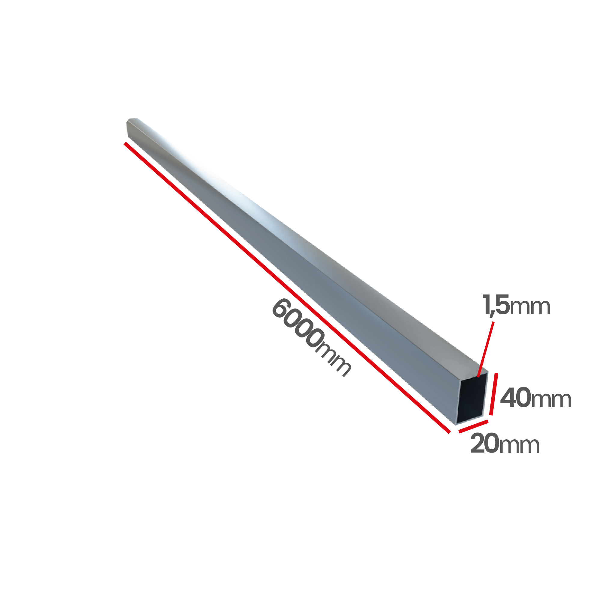 Profil ocynkowany zamknięty 40x20x1,5X6000 szew napylony