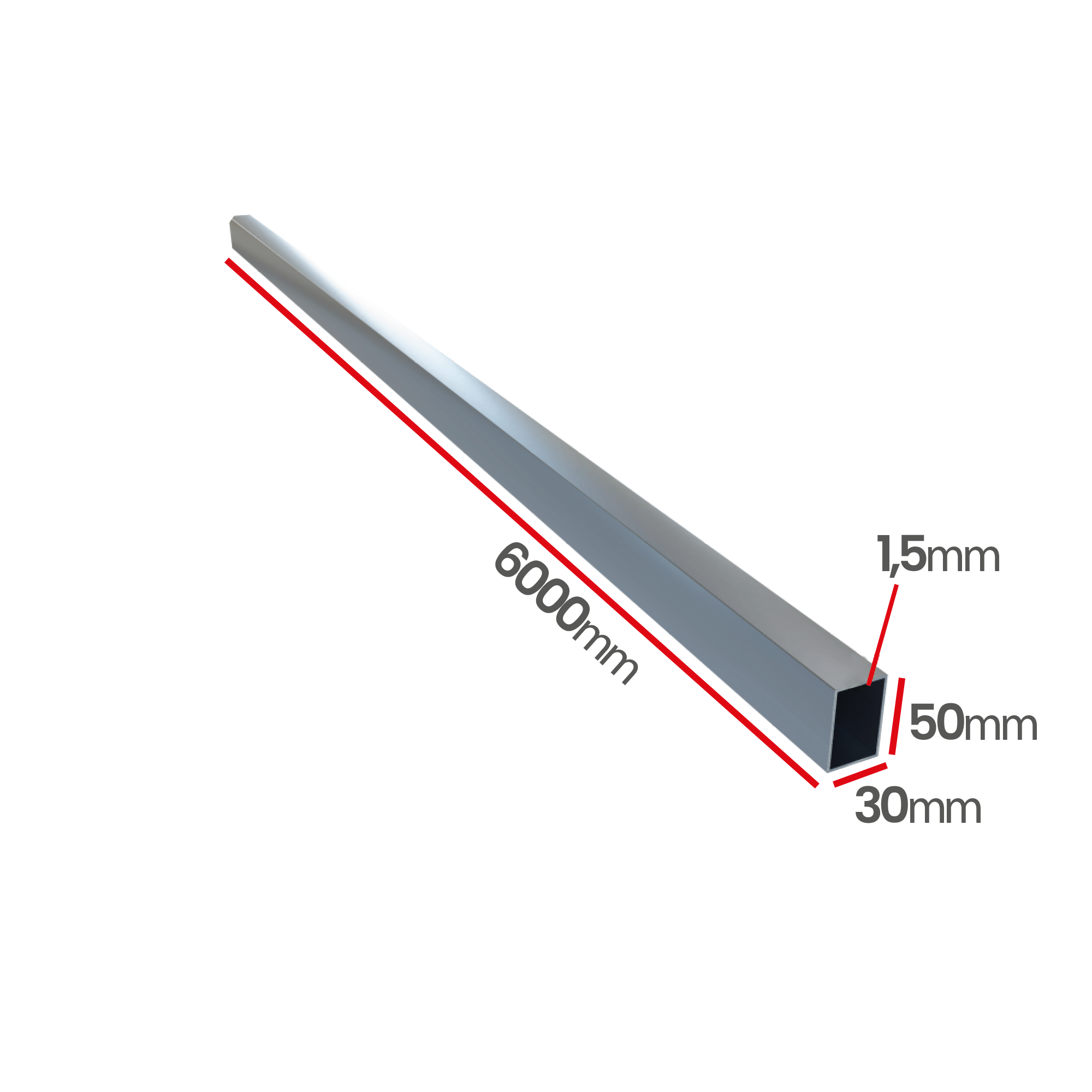 Profil ocynkowany zamknięty 50x30x1,5X6000 szew napylony