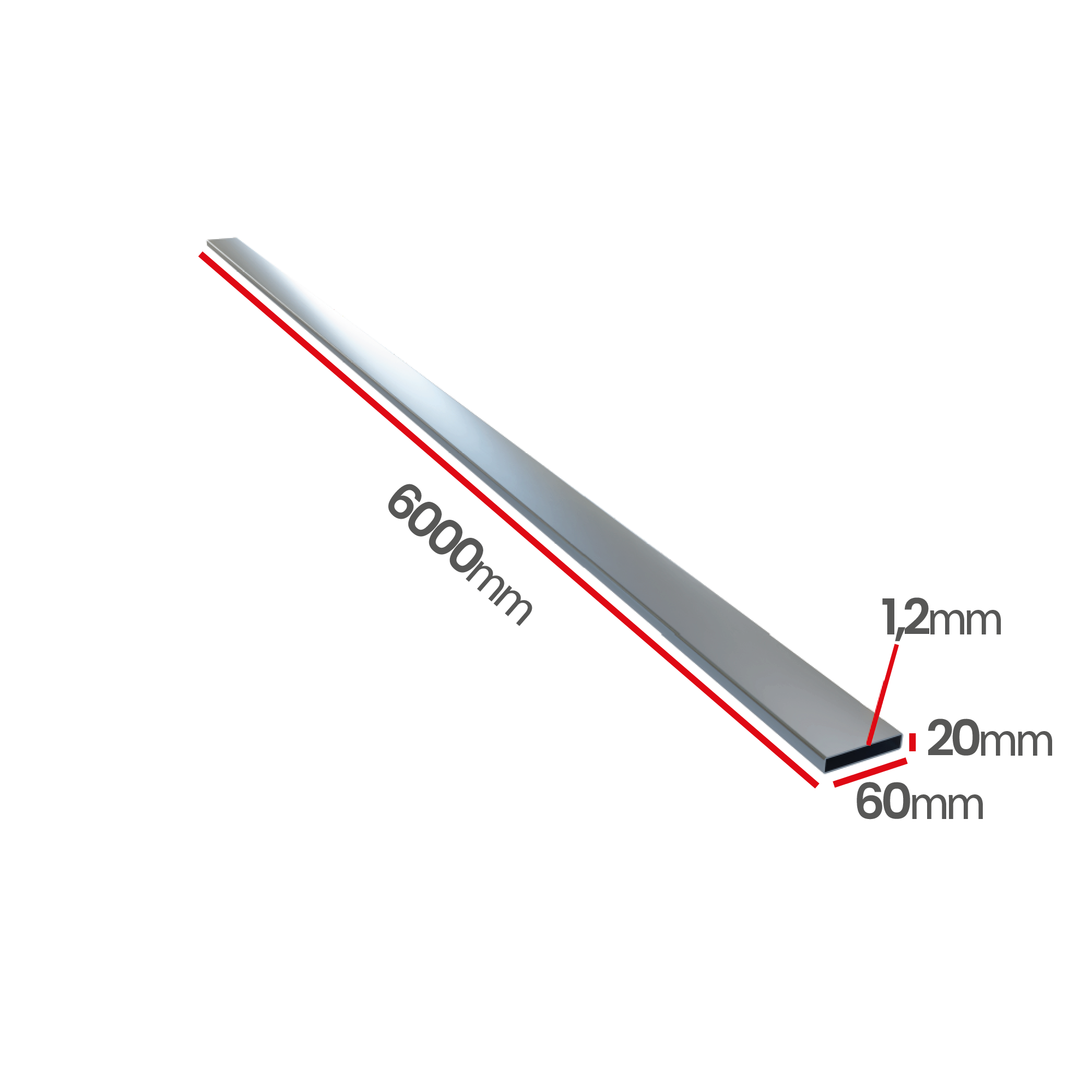 Profil ocynkowany zamknięty 60x20x1,2X6000 szew napylony