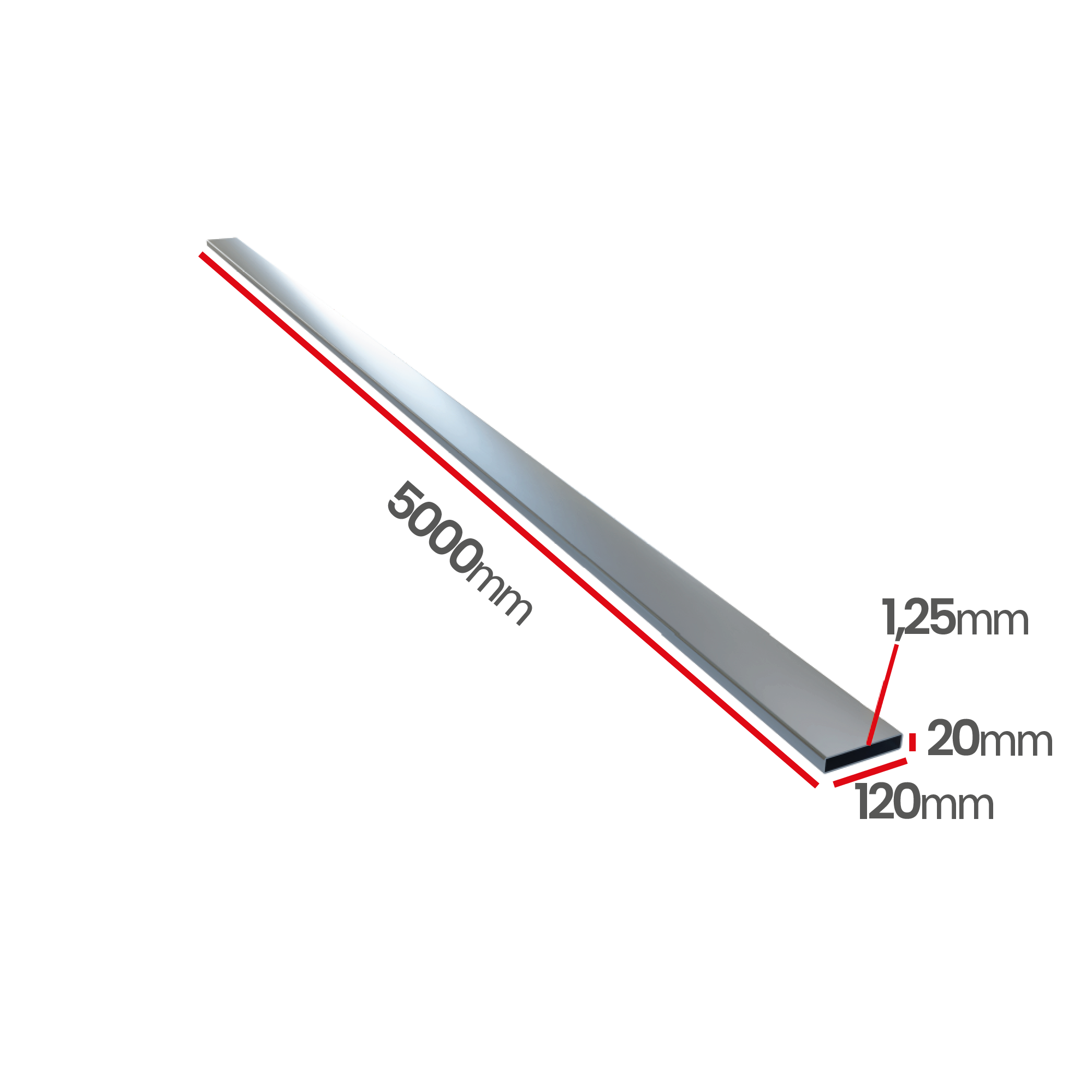 Profil ocynkowany zamknięty 120x20x1,25X5000 szew napylony