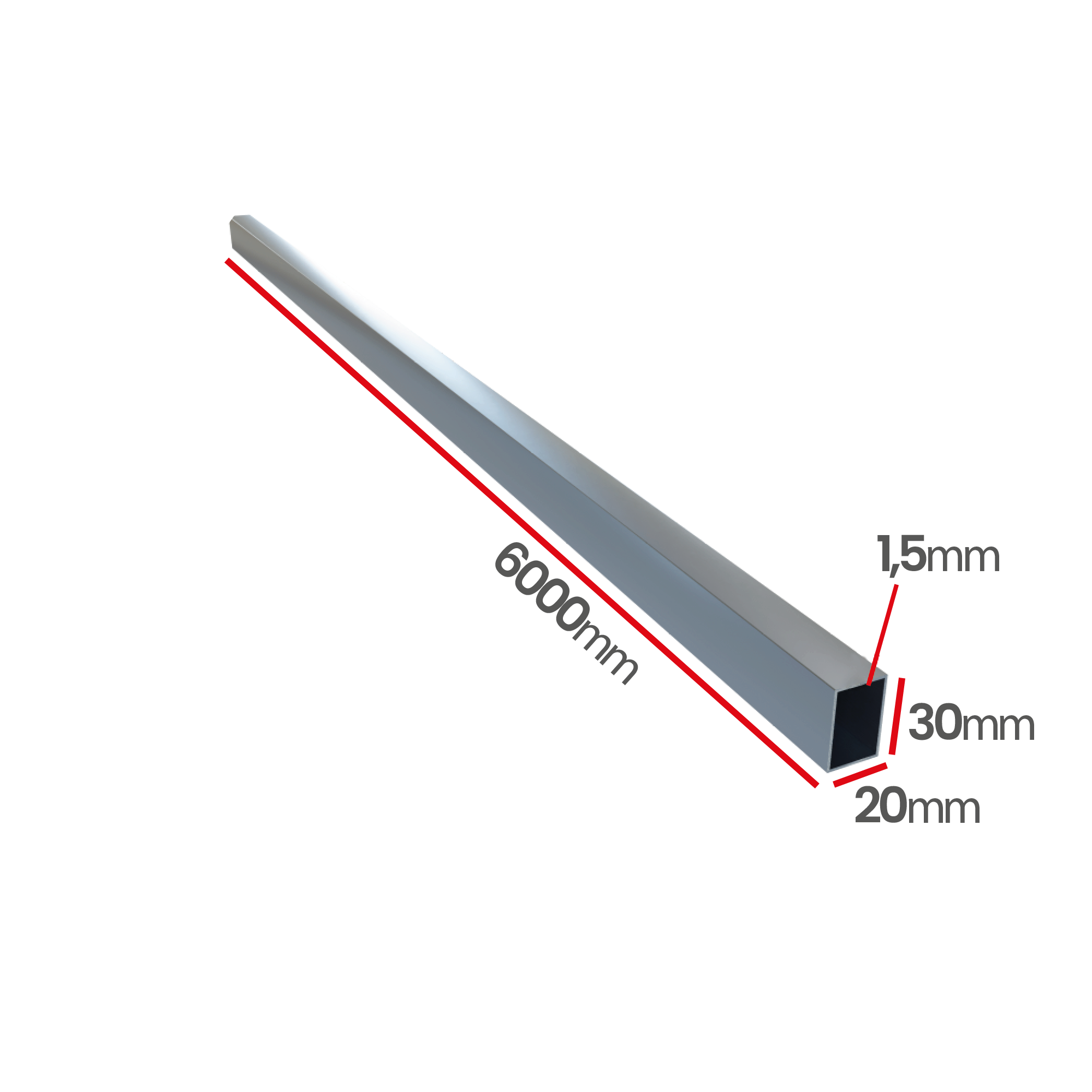 Profil ocynkowany zamknięty 30x20x1,5X6000 szew napylony