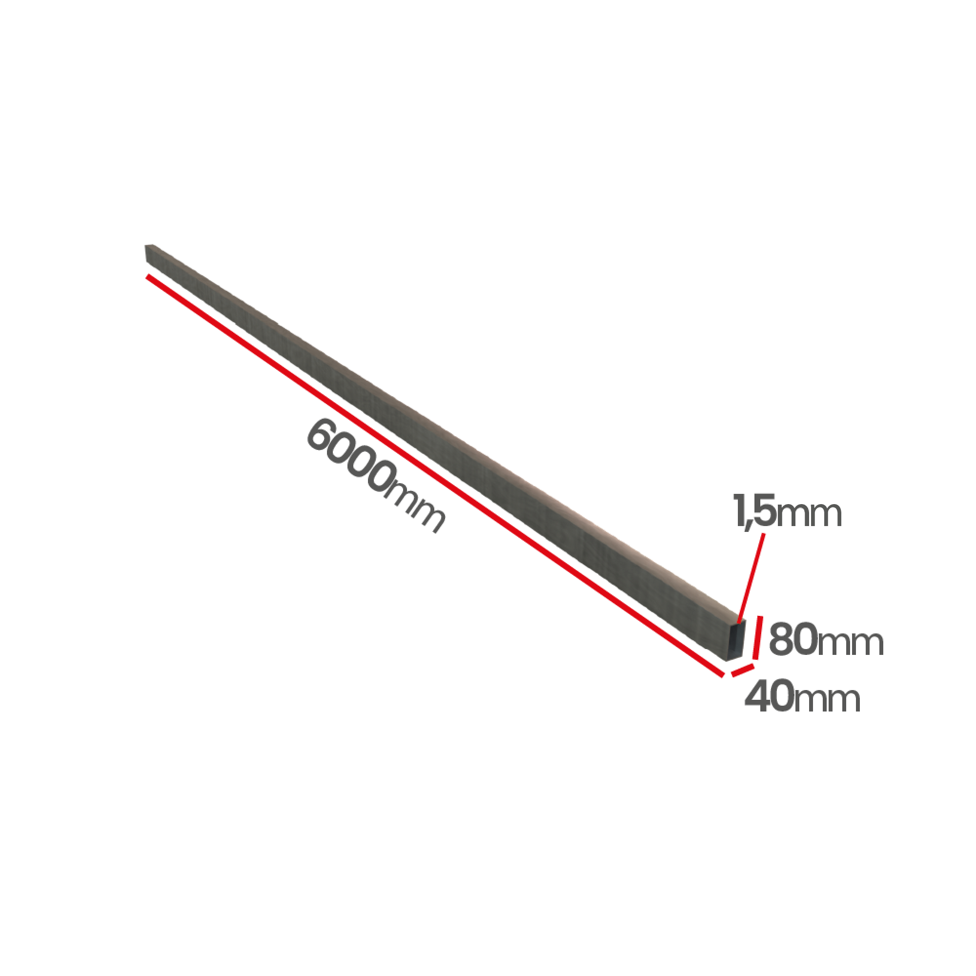 Profil kwasoodporny 0H18N9  80x40x1,5 mm szlif