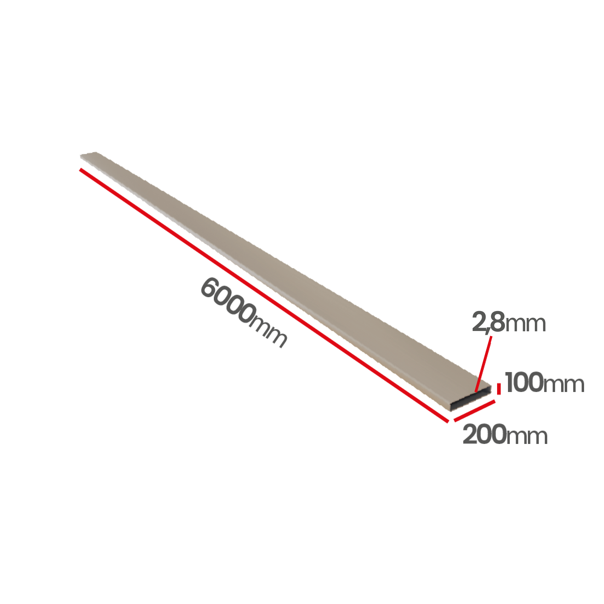 Profil aluminiowy 200x100x2,8   6060 T66